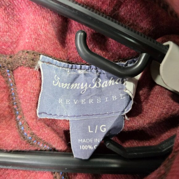 Mens Tommy Bahama Brown Red Reversible Pullover Sweater 1/4 Zip 100% Cotton L - Picture 3 of 10